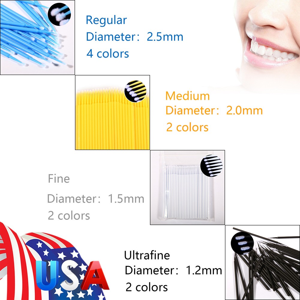 200 Micro Brushes Applicators Microbrush Dental (Regular, Fine, Super Fine) to