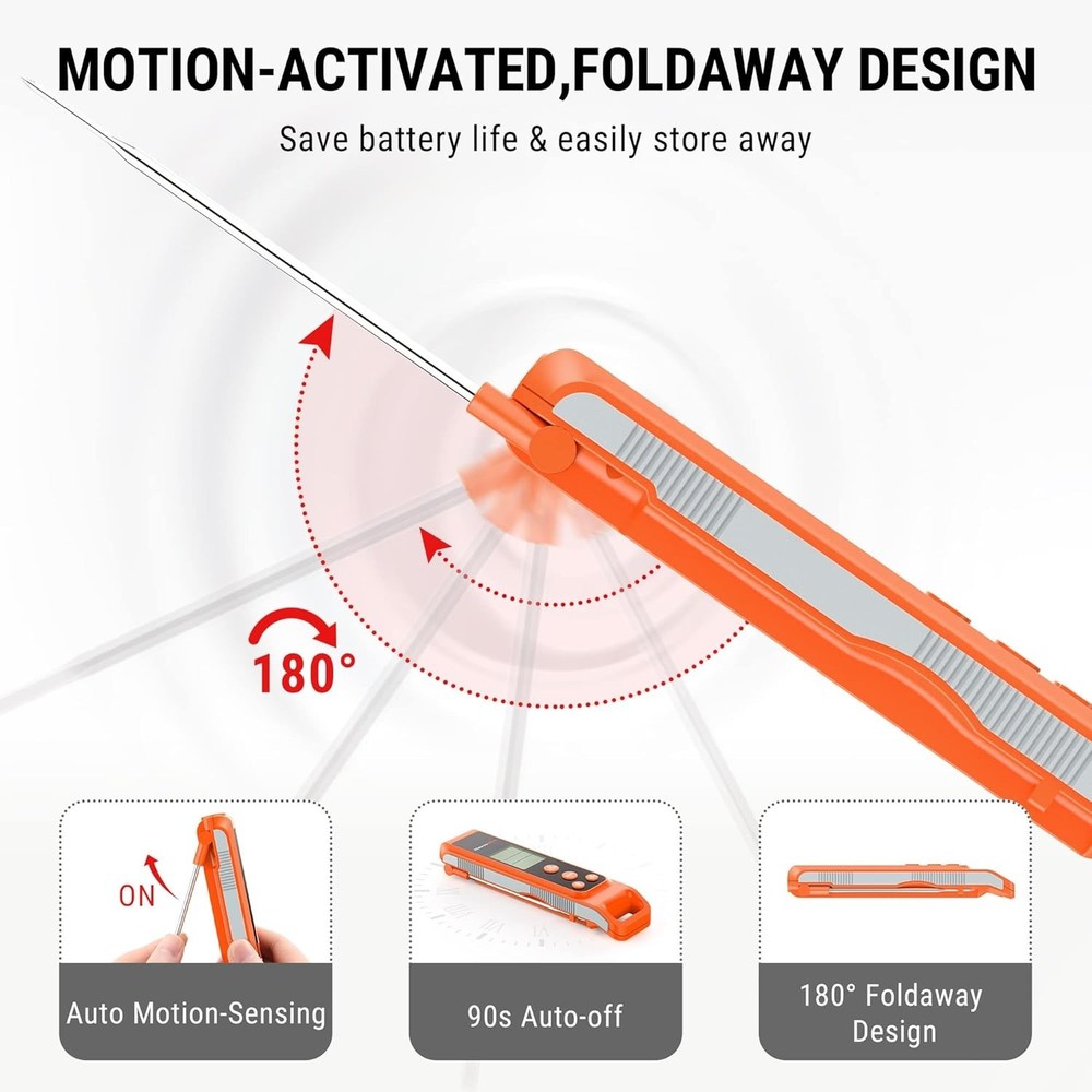 User-Friendly Instant Read Infrared Thermometer with Meat Probe - Compact Design