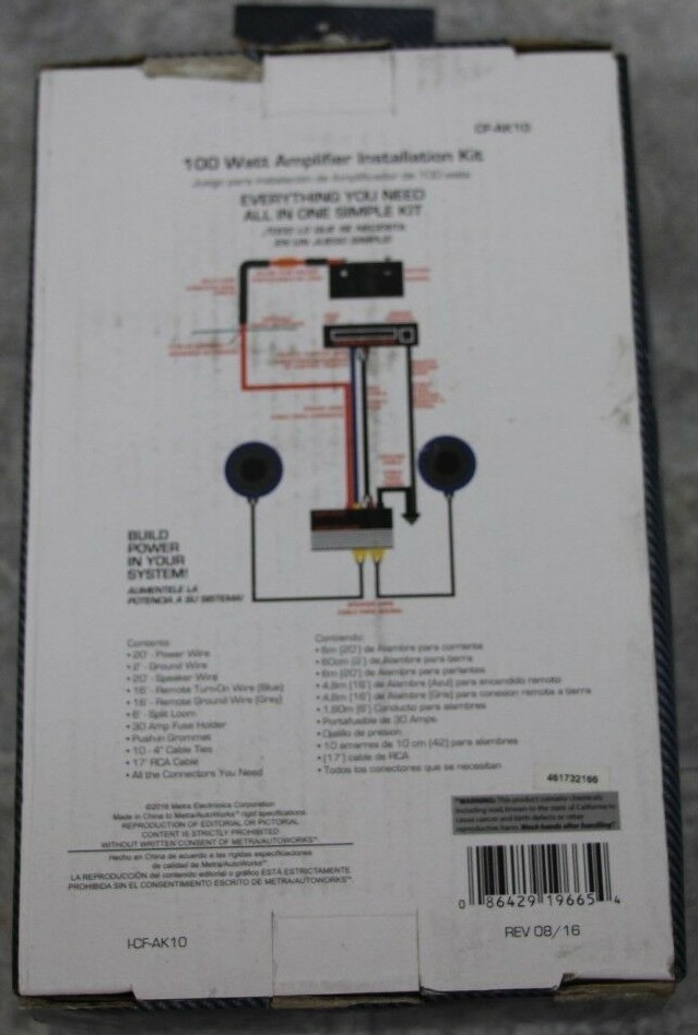 Metra Universal Amplifier Installation Kit 100 Watts CF-AK10
