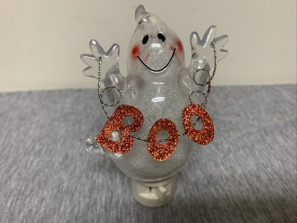 Vintage 2008 Eulit Acrylic Halloween Boo Ghost Nightlight Working