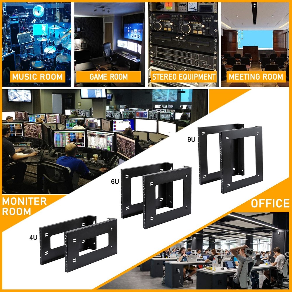 RIVECO 6U Open Frame Rack Wall Mount & Desktop Mount, No Assembly Required Se...