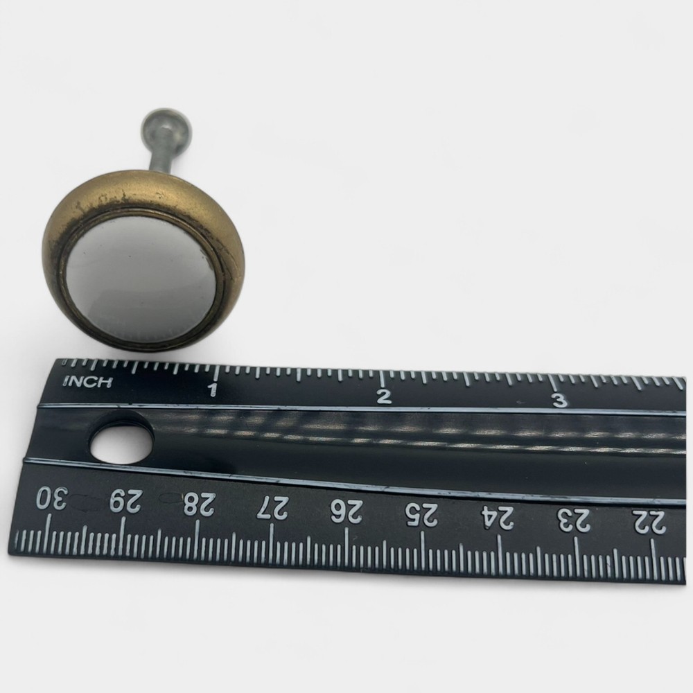 19 Vintage Brass plated & White Ceramic Drawer Pulls + 3 Matching Knobs