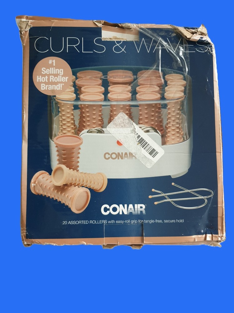 Conair Compact Multi-Size Hot Rollers Coral Easy-Roll Grip 20 Assorted Rollers