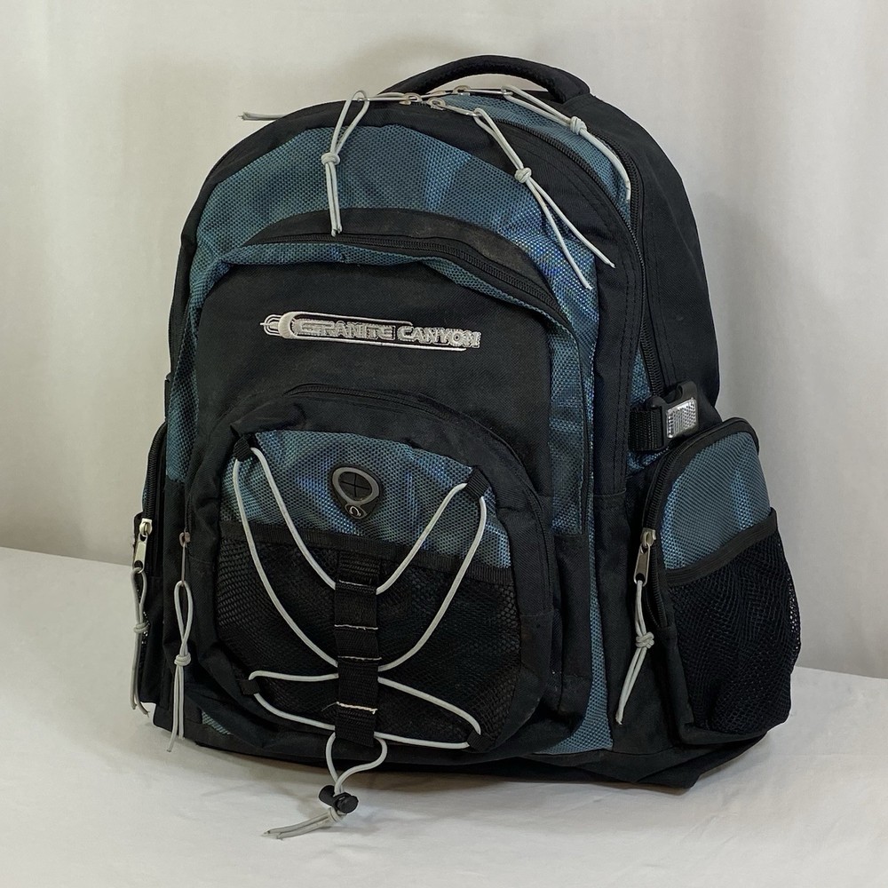 Granite Canyon Backpack Black & Teal Polyester Zipper Multiple Pockets
