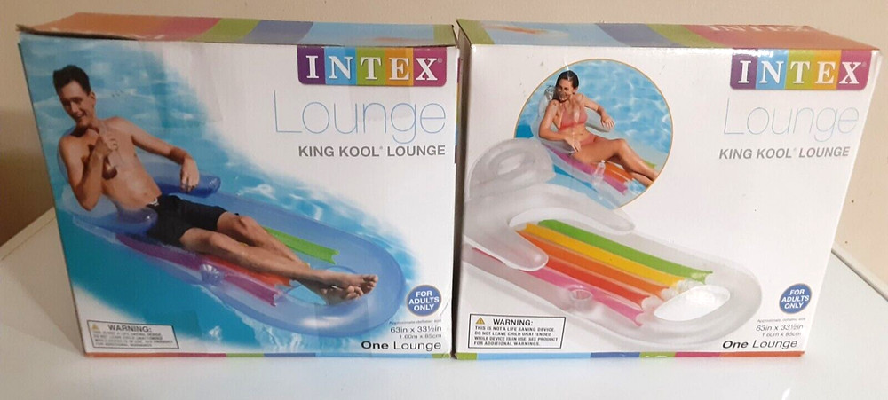**NEW** INTEX KING KOOL INFLATABLE POOL LOUNGE FLOAT WITH HEADREST & CUP HOLDER