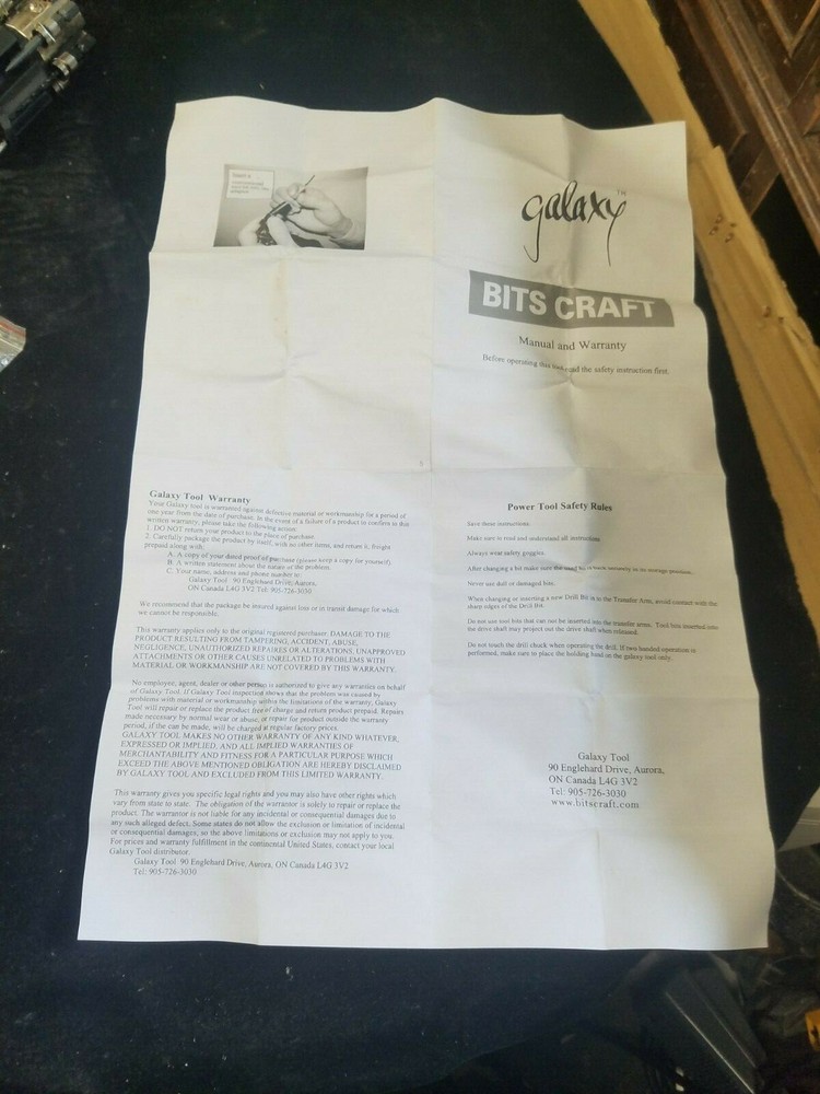 Vintage GALAXY Bits Craft Drill Attachment With Manual