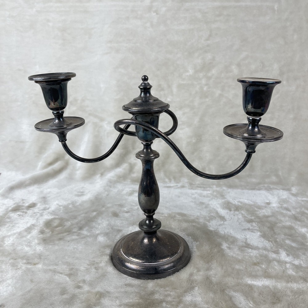 Vintage Silver-plate 3 Candle Twisted Arm Candlestick