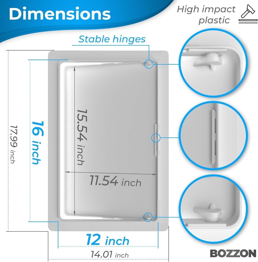 Heavy-Duty 12x16 Plastic Access Door - Flush & Surface Mount Options Available