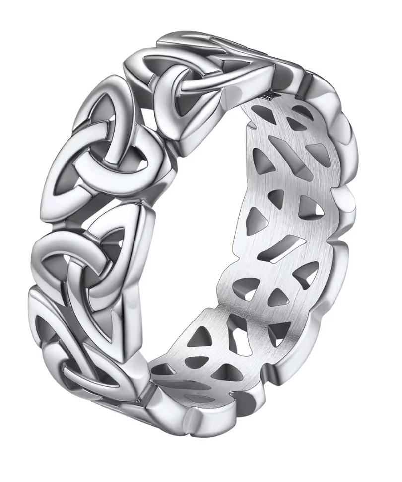 316L Stainless Steel Continuous Celtic Cut Out  Trinity  Ring