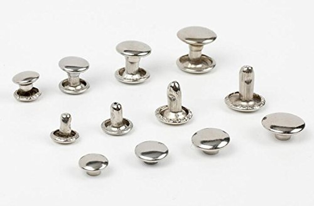 100 Sets 9MM Silver Stainless Steel Leather Rivets Double Cap Rivets Studs Fa...