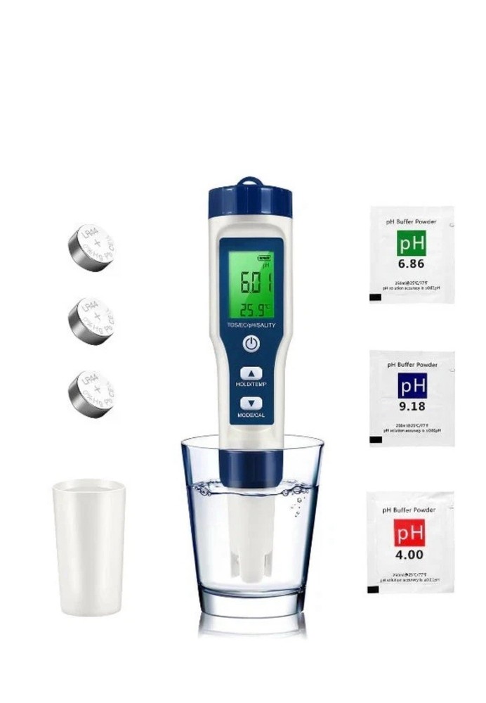 Digital pH & Temperature Meter LCD Backlight Display, Auto Temp Compensation