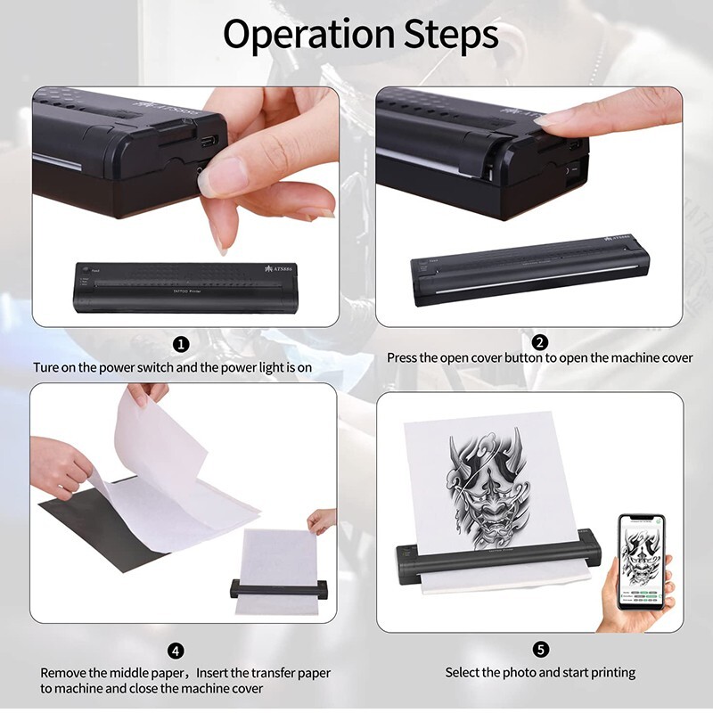 Premium Wireless A4 Thermal Tattoo Stencil Printer With Transfer Papers & Paste