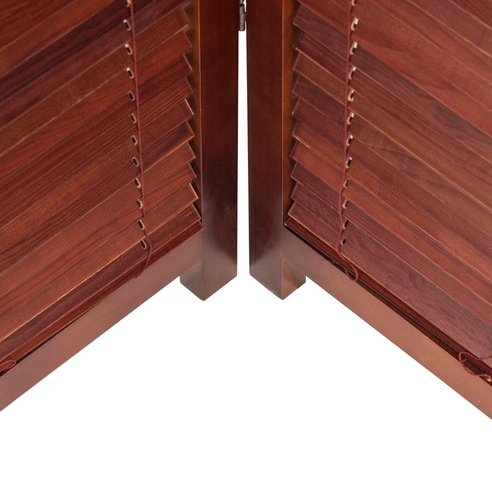 6 ft. Tall Adjustable Shutter Room Divider Walnut 3 Panel