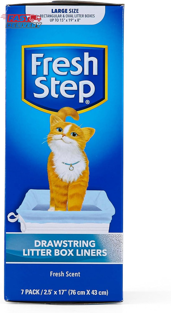 Fresh Step Drawstring Cat Litter Box Liners, Scented Heavy Duty Kitty Litter Bag