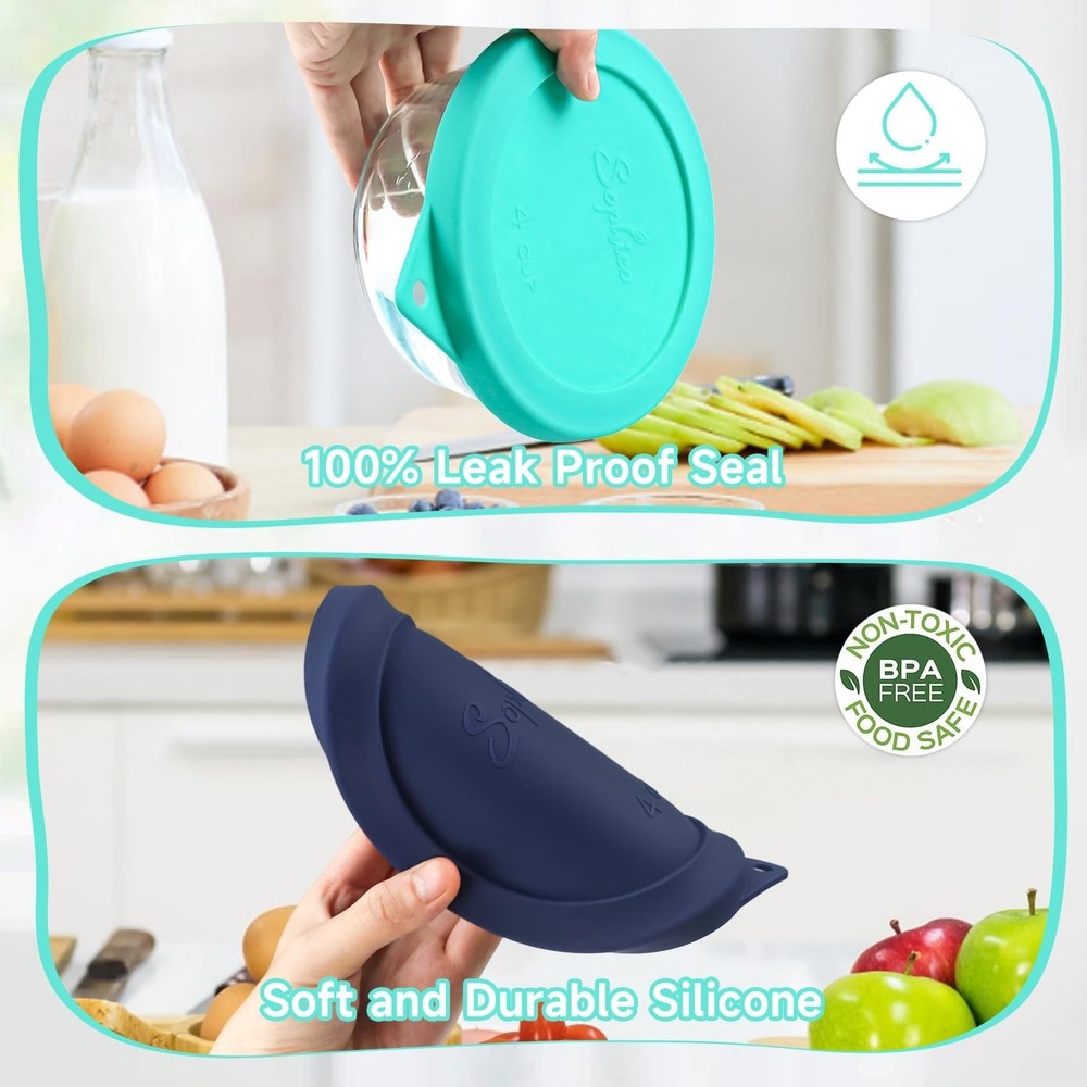 Sophico 4 Cup Round Silicone Storage Cover Lids Replacement for Mint-2 pack