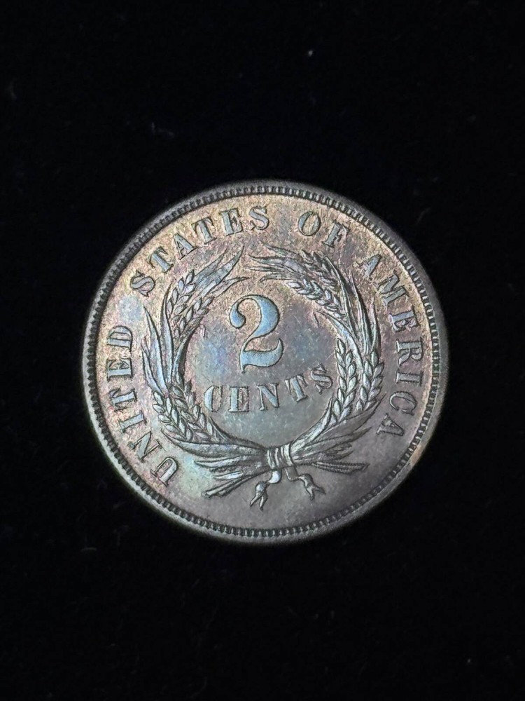 1871 2c Proof Two Cent Piece - Double Die Obverse