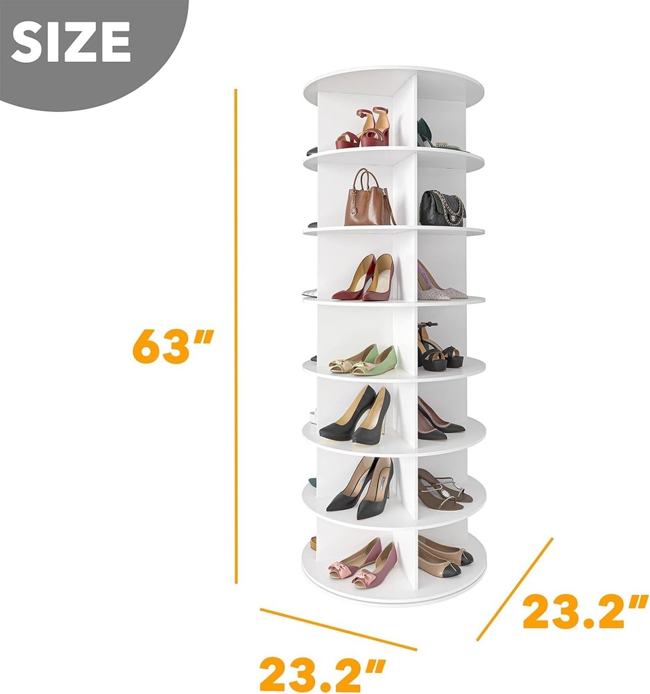 7 Tier Rotating Shoe Rack Tower White