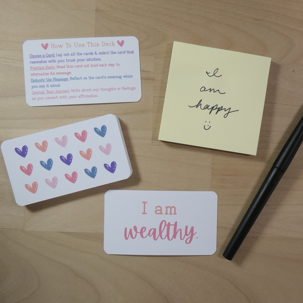 Positive Affirmations 20 Card Deck, Guided Journal Prompts, Mindfulness Practice
