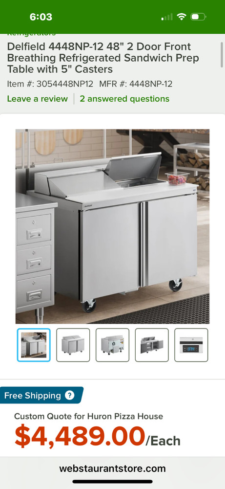 48" Delfield Salad Prep Table