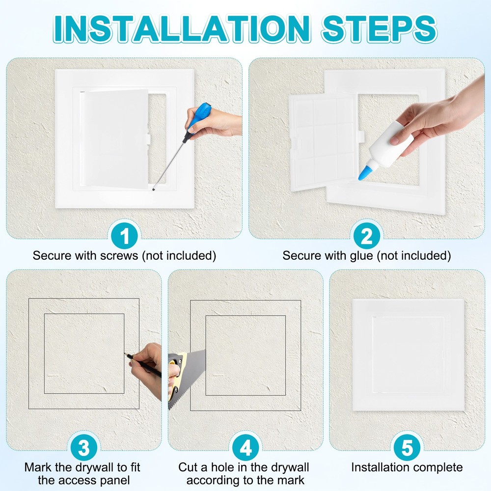 2-Pack Access Panel for Drywall, 4.1x4" Plastic Wall Hole Cover [White]