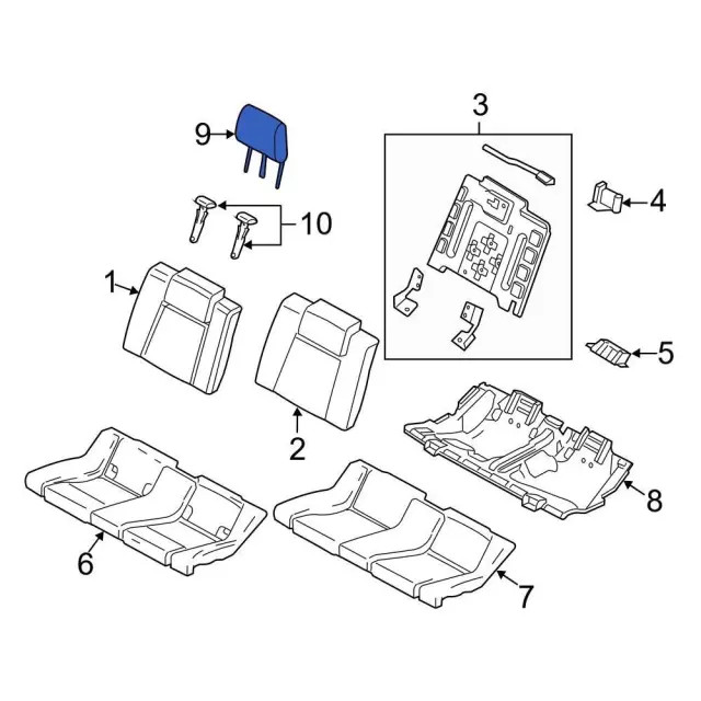 Genuine Ford Headrest DR3Z-63611A08-EA