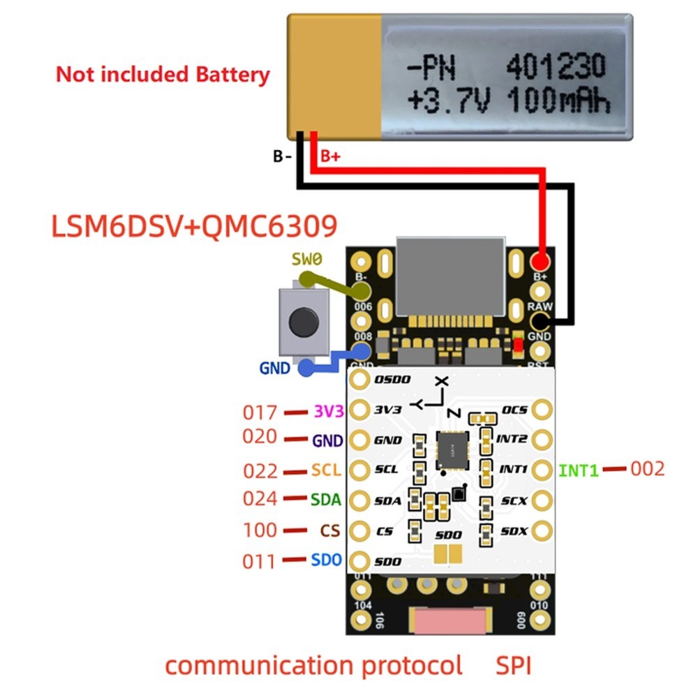 SmolSlime Module Based on NRF SlimeVR Module,ProMicro NRF52840 + (LSM6DSV +8047