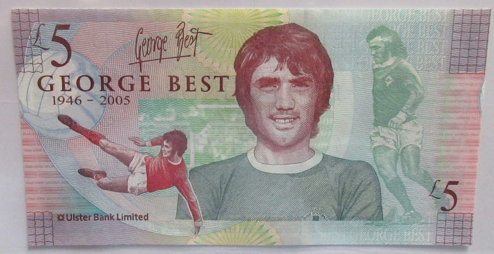 world banknotes(item2646)  GEORGE BEST £5 BANK NOTE WITH FOLDER UNCIRCULATED