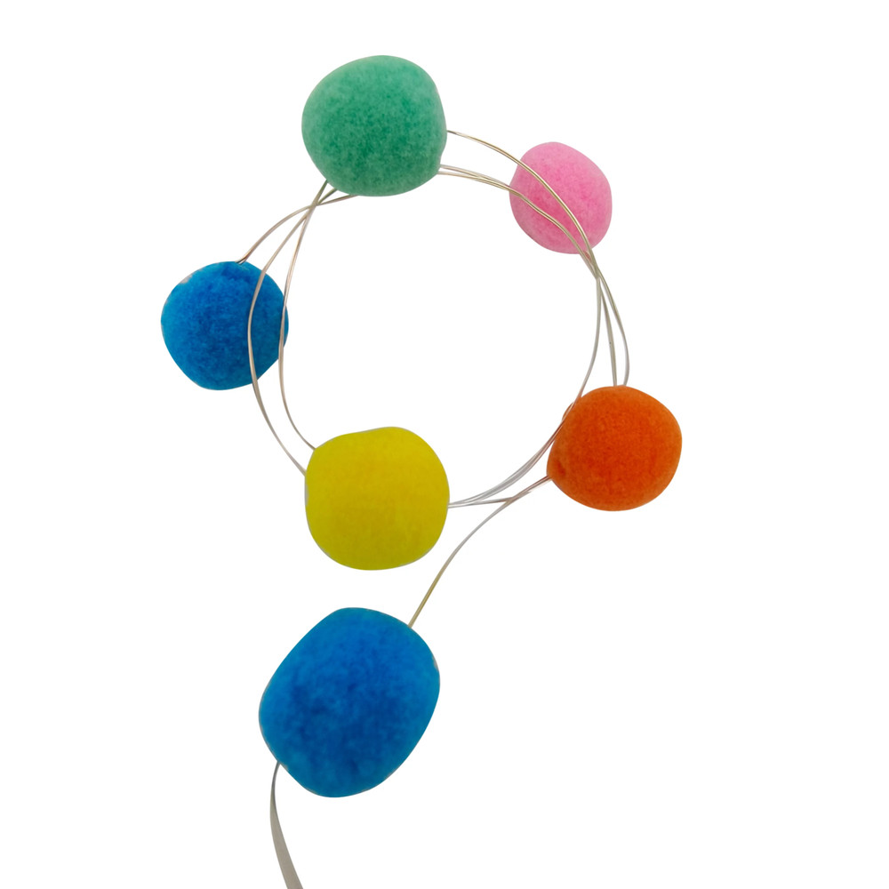 1 pk Easter pompom  LED string lights 6.3 ft 20 lights battery  Indoor use only