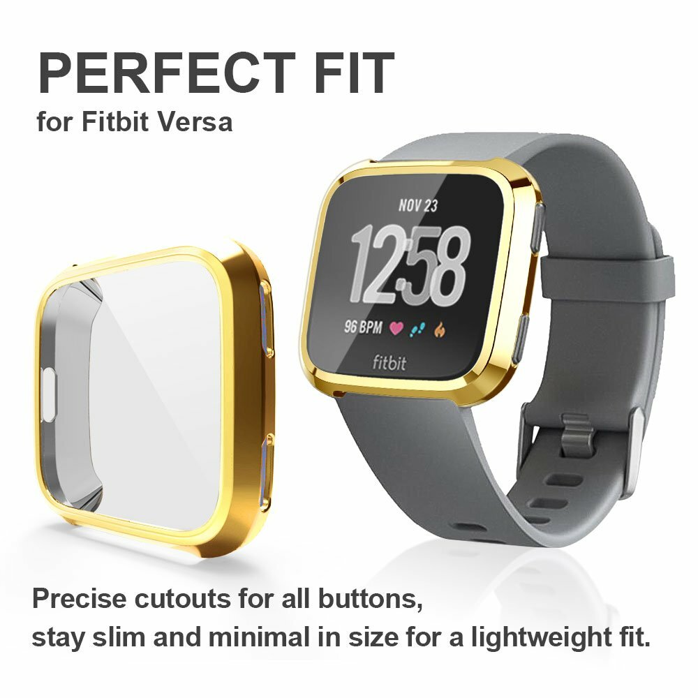 Silicone Protective TPU Frame Cover Case with Screen Protector For Fitbit Versa