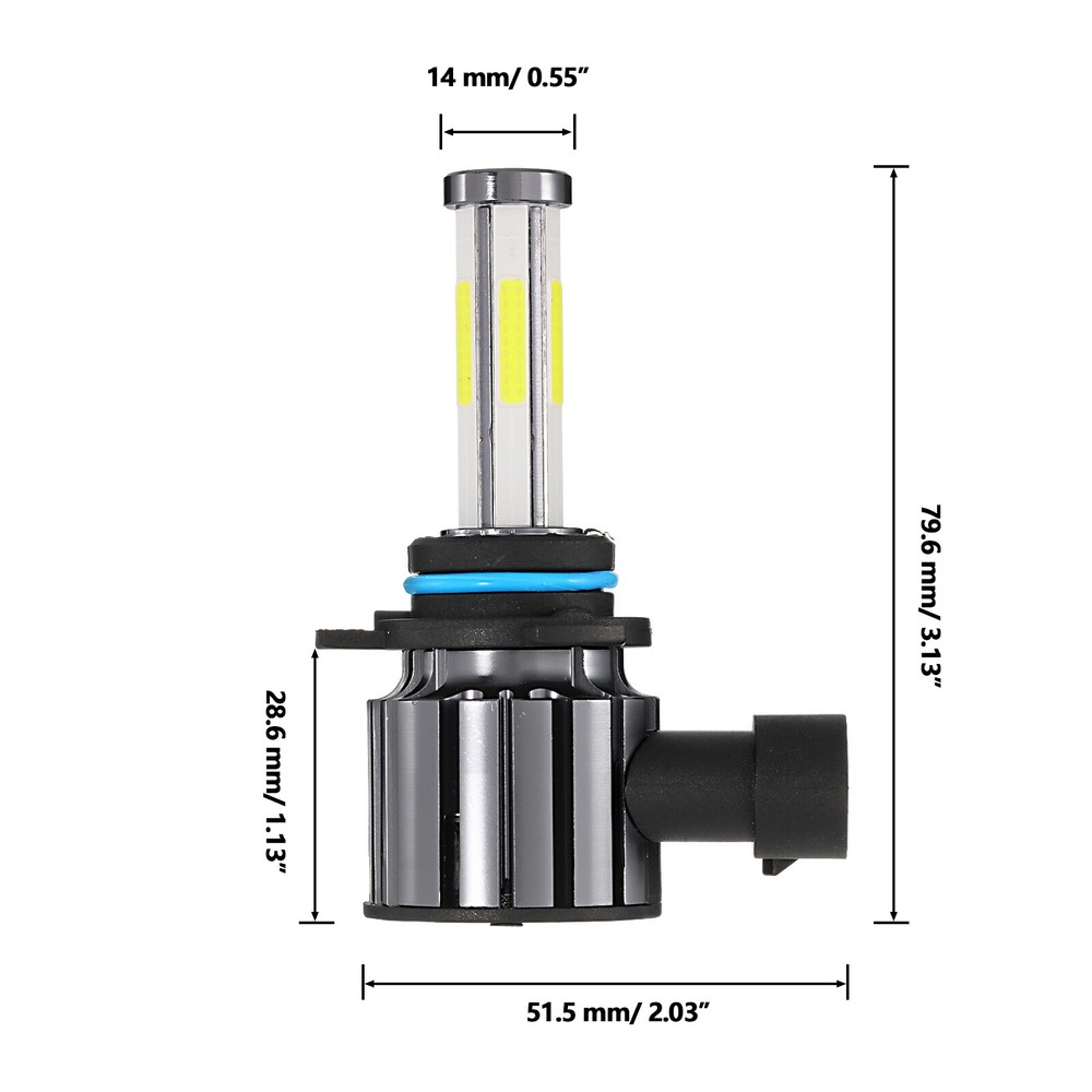 6-sides 9012 HIR2 LED Headlight Bulbs Kit High Low Beam Super Bright 6500K White