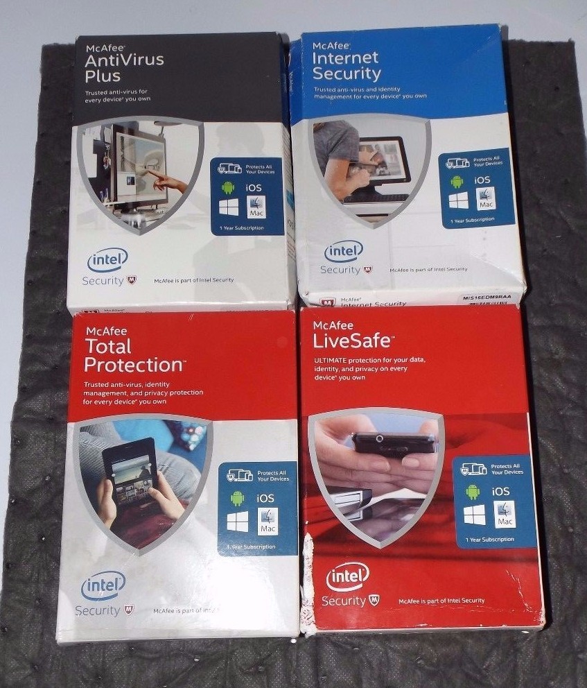 McAfee - AntiVirus Plus Internet Security Total Protection Live Safe 4 PC Bundle