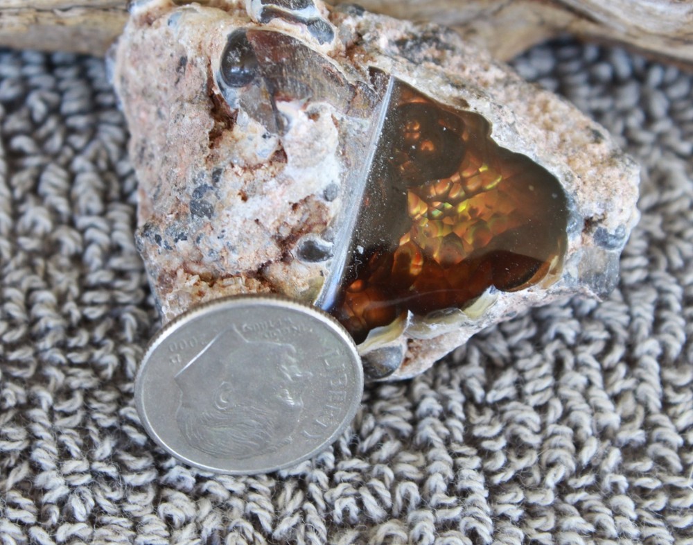 Windowed Fire Agate Rough For Lapidary Cutting BRIGHT COLORS