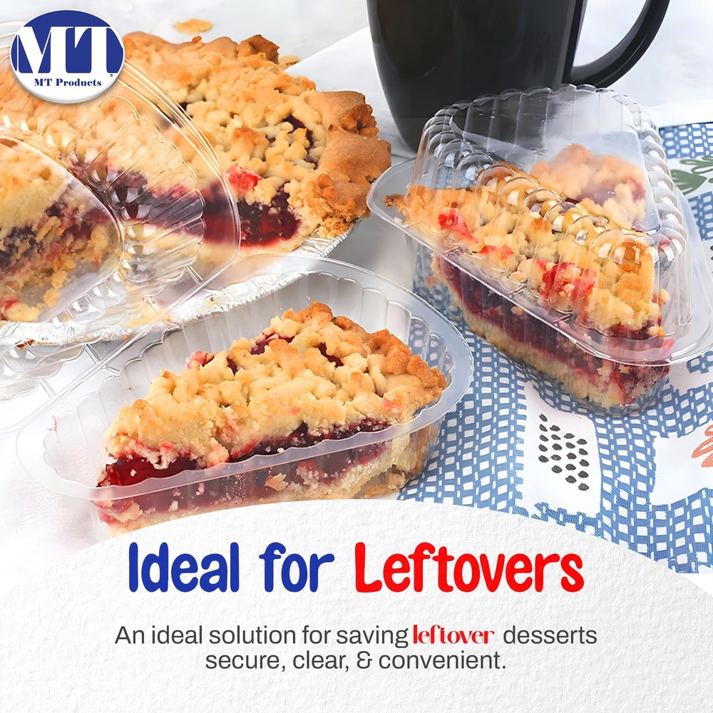 MT Products Individual Single Slice Pie & Cake Containers - Clear Plastic