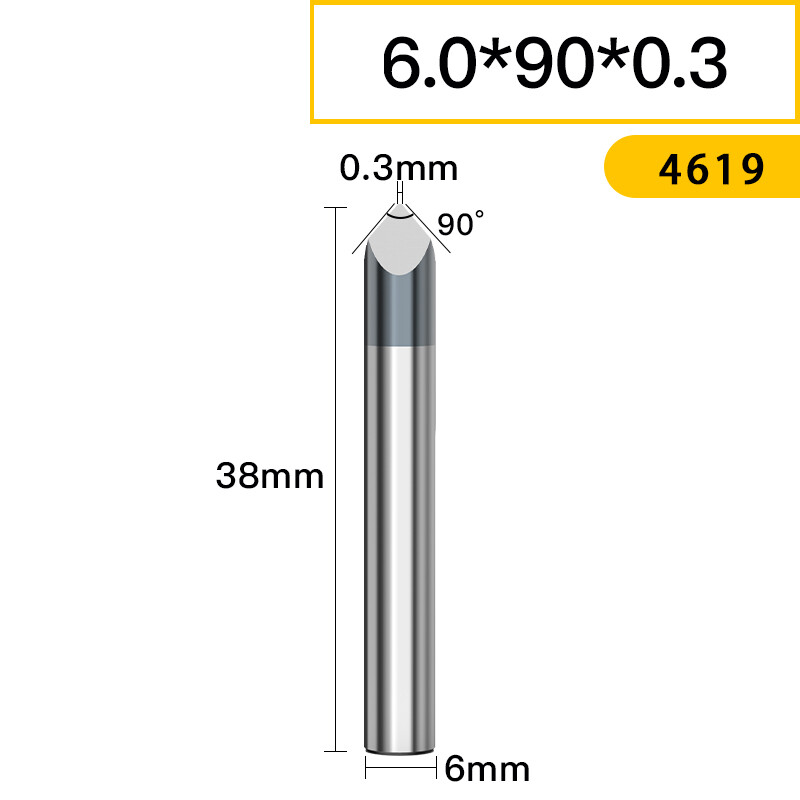Carbide Engraving Tool 6mm Shank 3 Flute Solid Carbide Router Bits 20°-90°End Mi