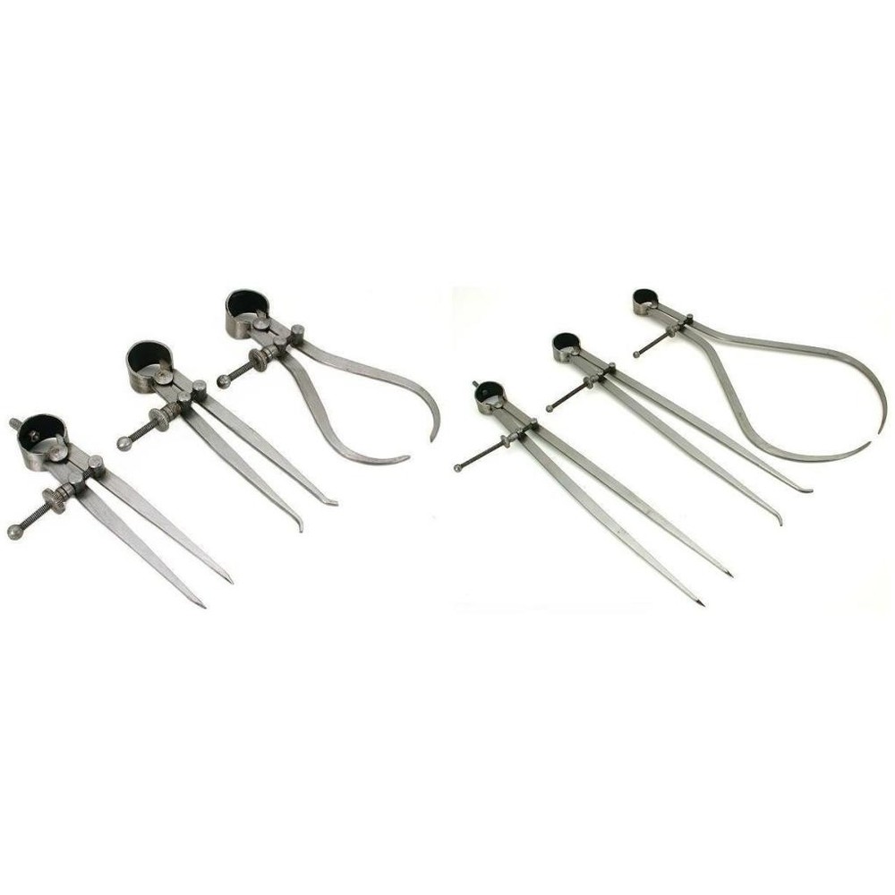 Inside Outside Divider Precision Calipers Small & Large Sets Woodworking 6Pcs