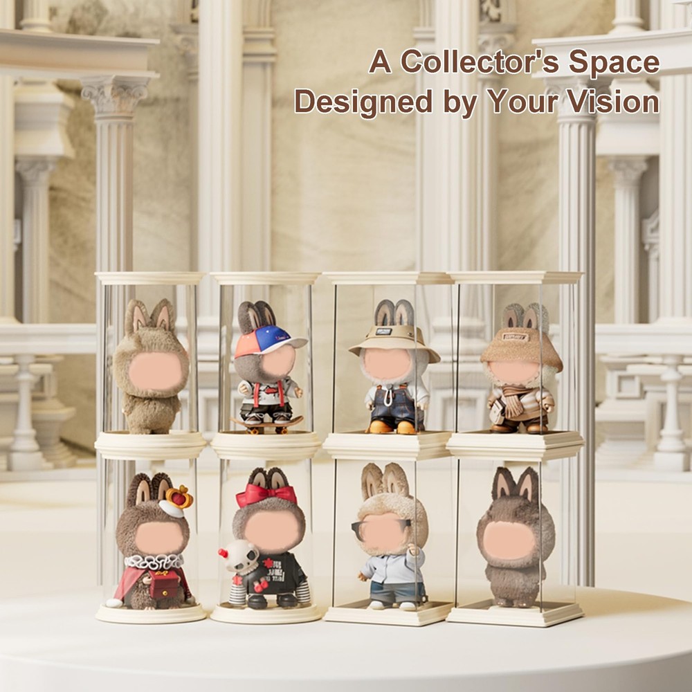 Clear Stackable Display Case , Transparent Display Box with Stand, Figurine D...