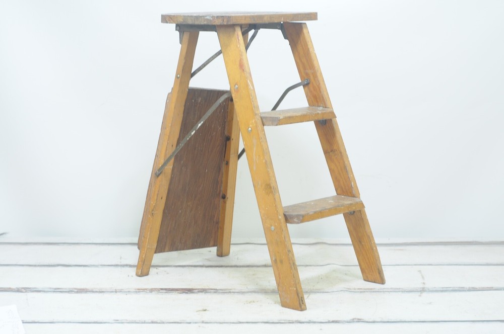 Vintage . Wood Ladder Stool Crakerjac Crackerjack Stool Step Ladder