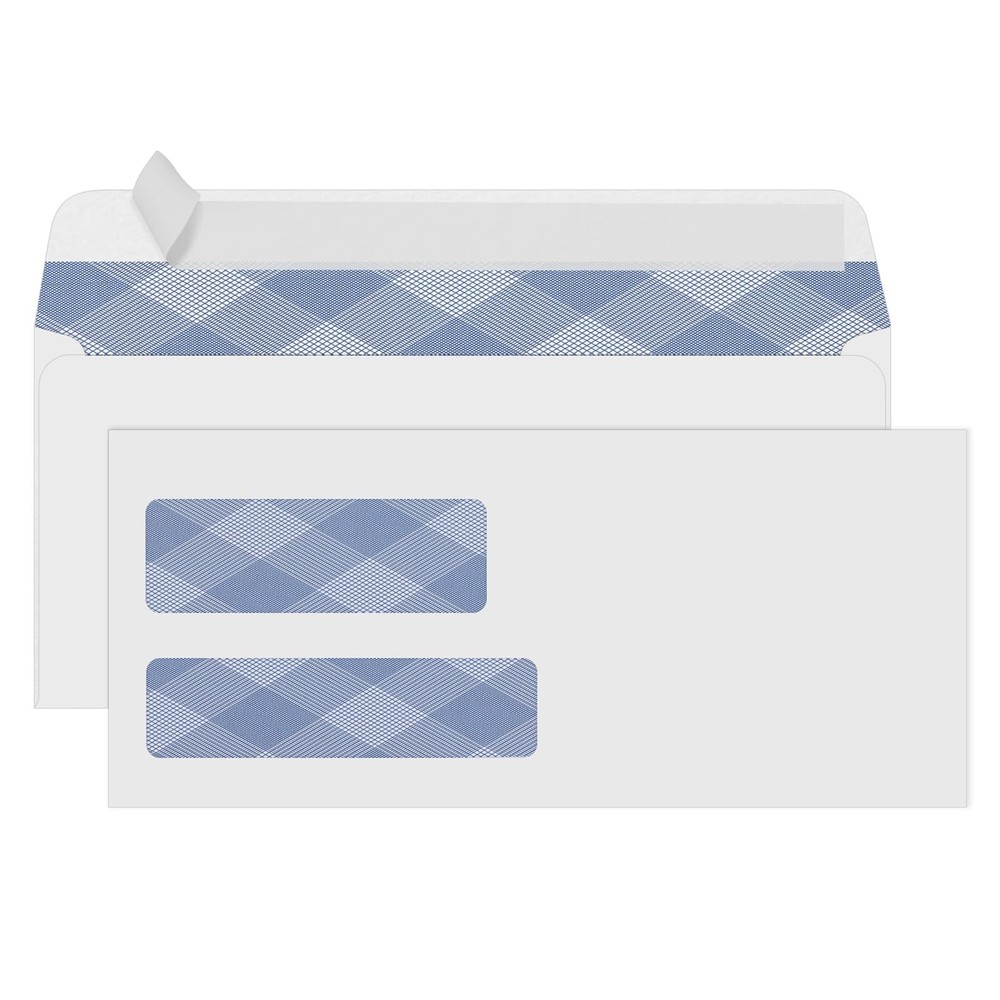 500#9 Double Window Security Envelopes, NO.9 Self Seal White Envelopes Design...