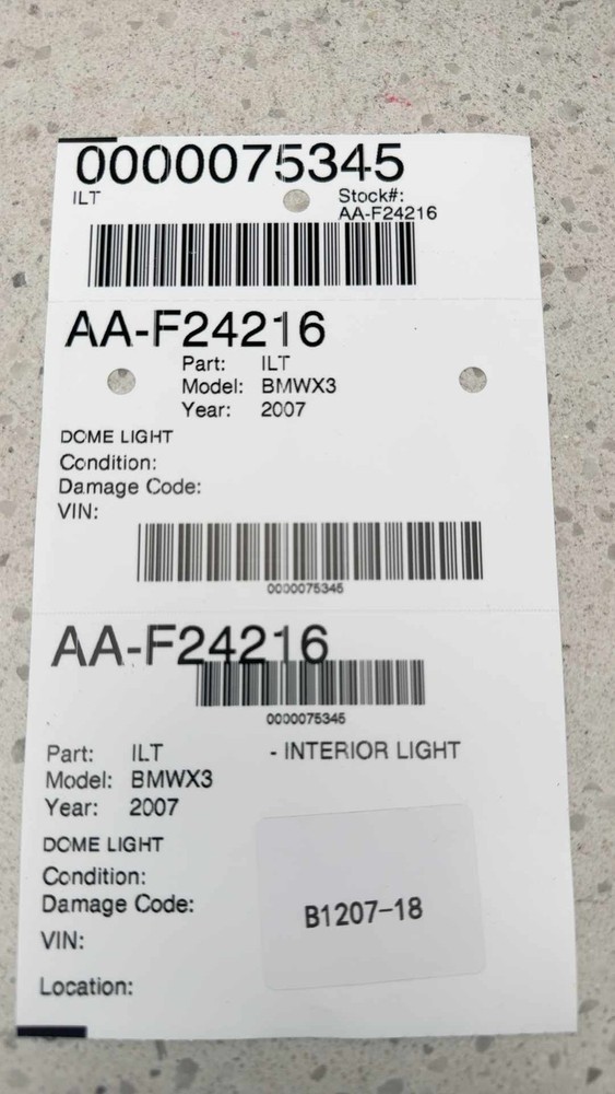 2007 BMW X3 Interior Light Dome Light
