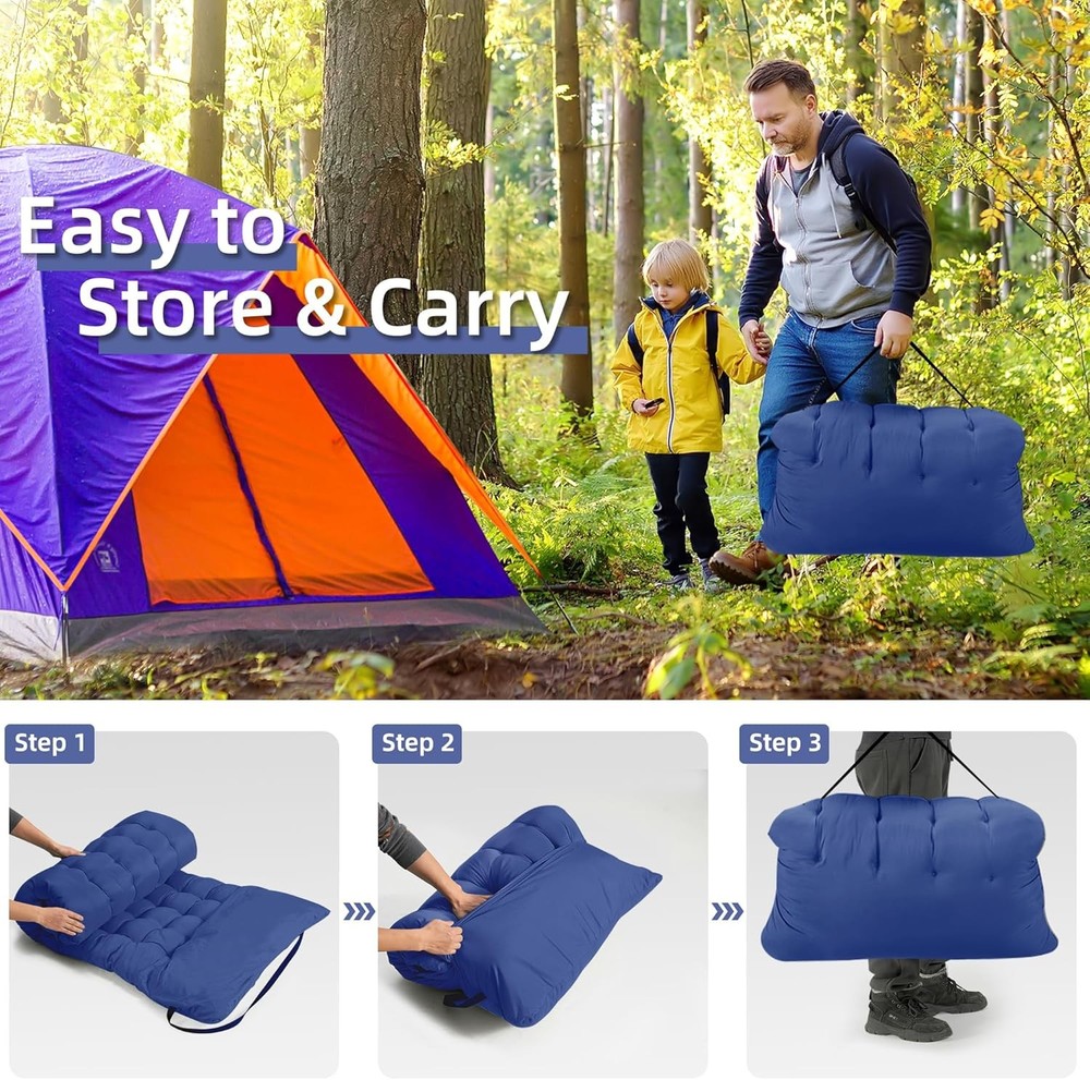 Portable Camping Cot, 600LBS Max Load, Extra Wide with Thick Mattress