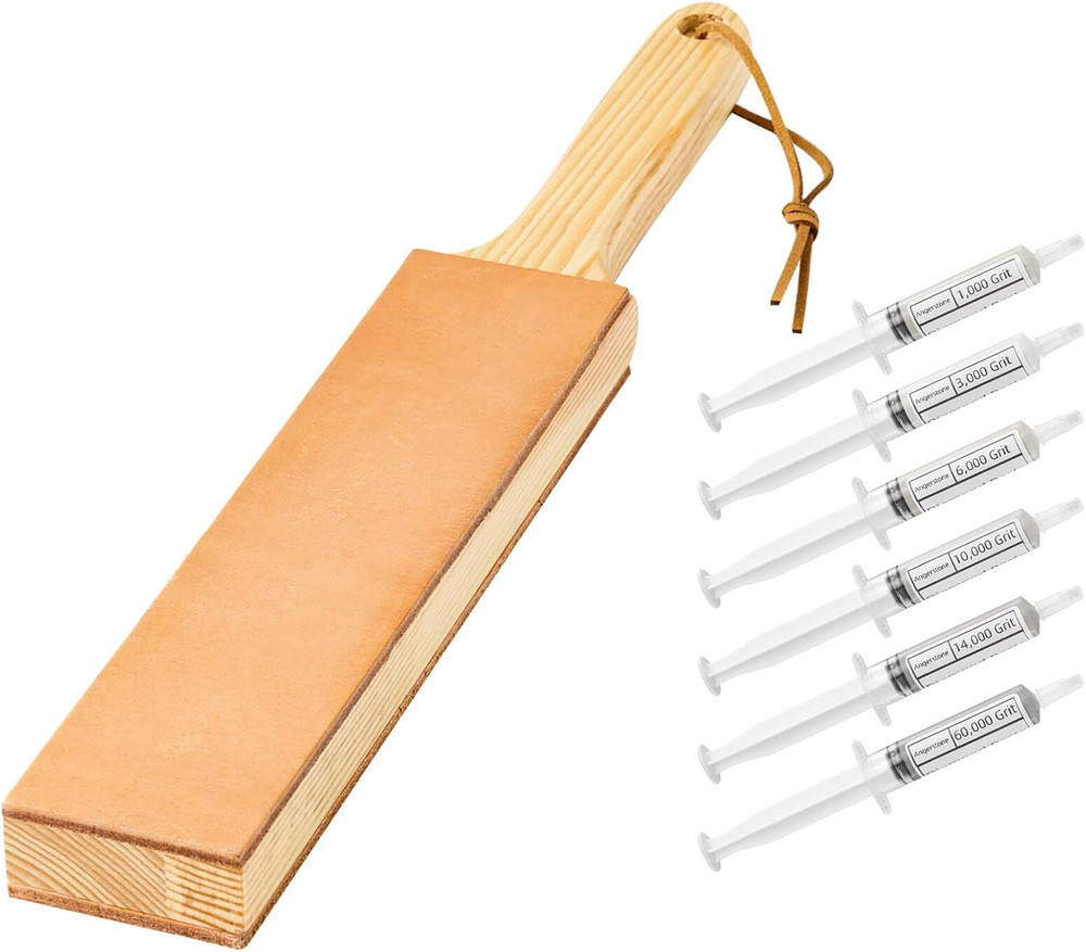 Angerstone Double Sided Diamond Leather Strop for Knife Sharpening with 6