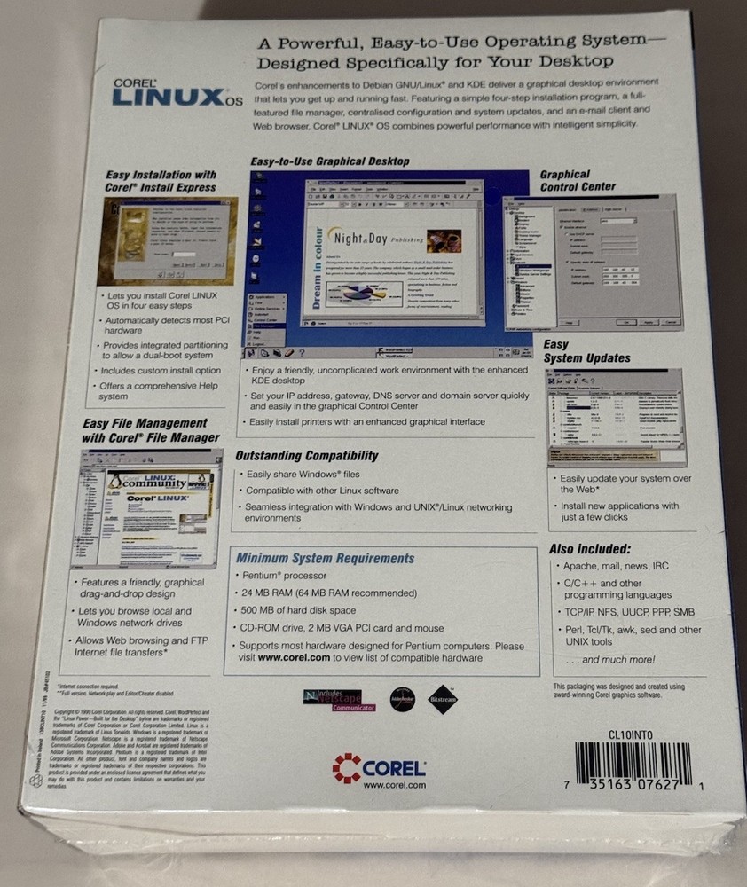Corel Linux OS (1999) – Vintage Linux Distribution with WordPerfect 8- Sealed