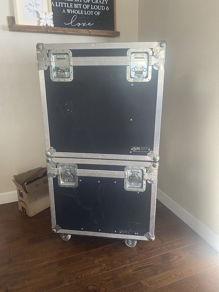 2 Stackable 23x25x27 22" Depth Large Heavy Duty Calzone Road Case on Casters