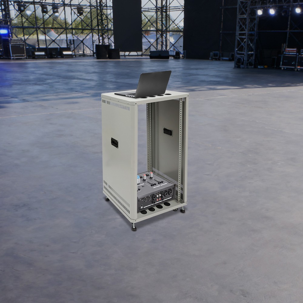 22U Stereo & Server Rack with Wheels Rolling DJ Mixer Stand Open Frame Rack