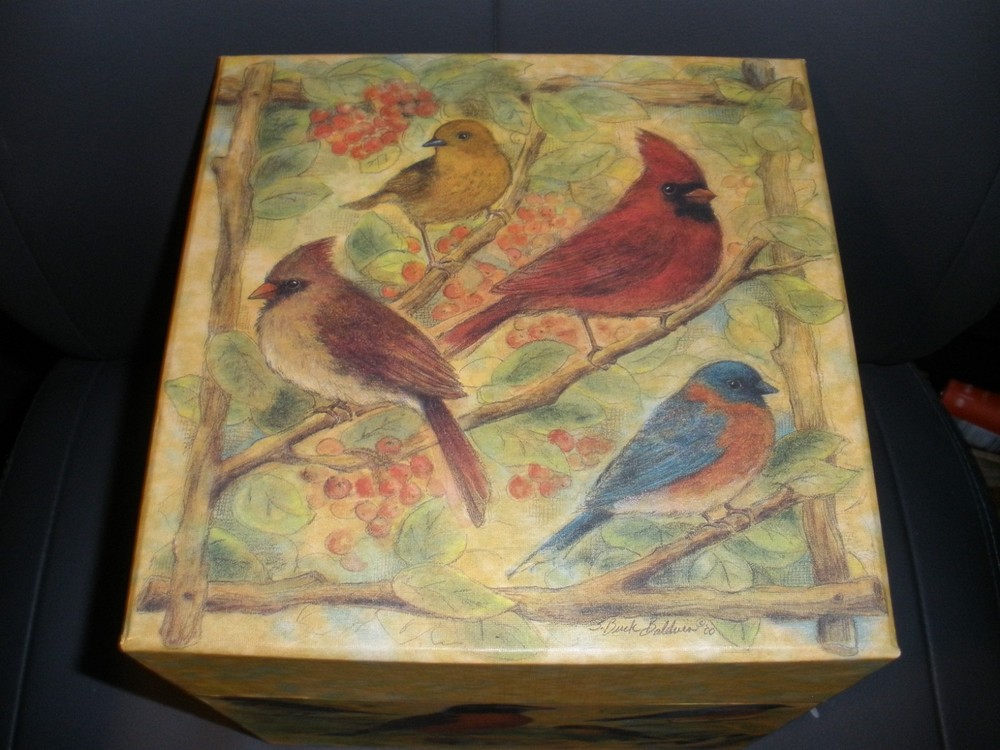 Bob's Boxes FEATHERED FRIENDS Birds 8"x8"x8.25" EUC