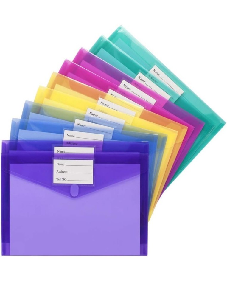 70 PCS Plastic File Folders Envelopes for Documents, School Office Reusable