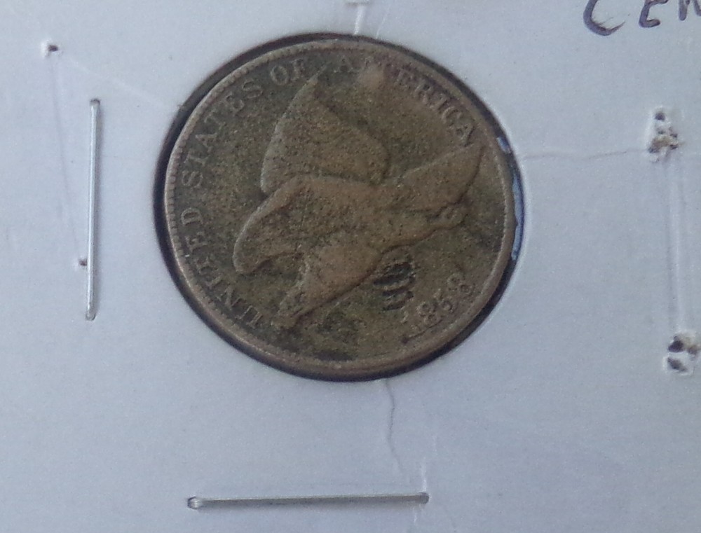 1858  FLYING EAGLE CENT  COPPER-NICKEL GOOD/VERY GOOD POSSIBLE ERROR ON FIRST 8
