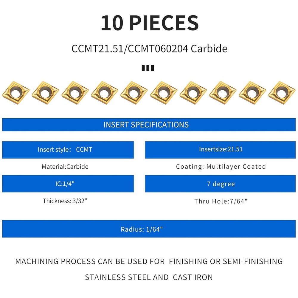 Professional Lathe Boring Set: 4 Holders & 10 Durable Carbide Inserts Included
