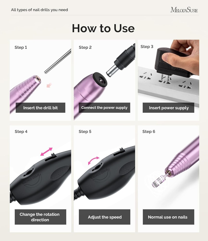 Lightweight Corded Nail Drill with Speed Control - Perfect for Beginners & Pros