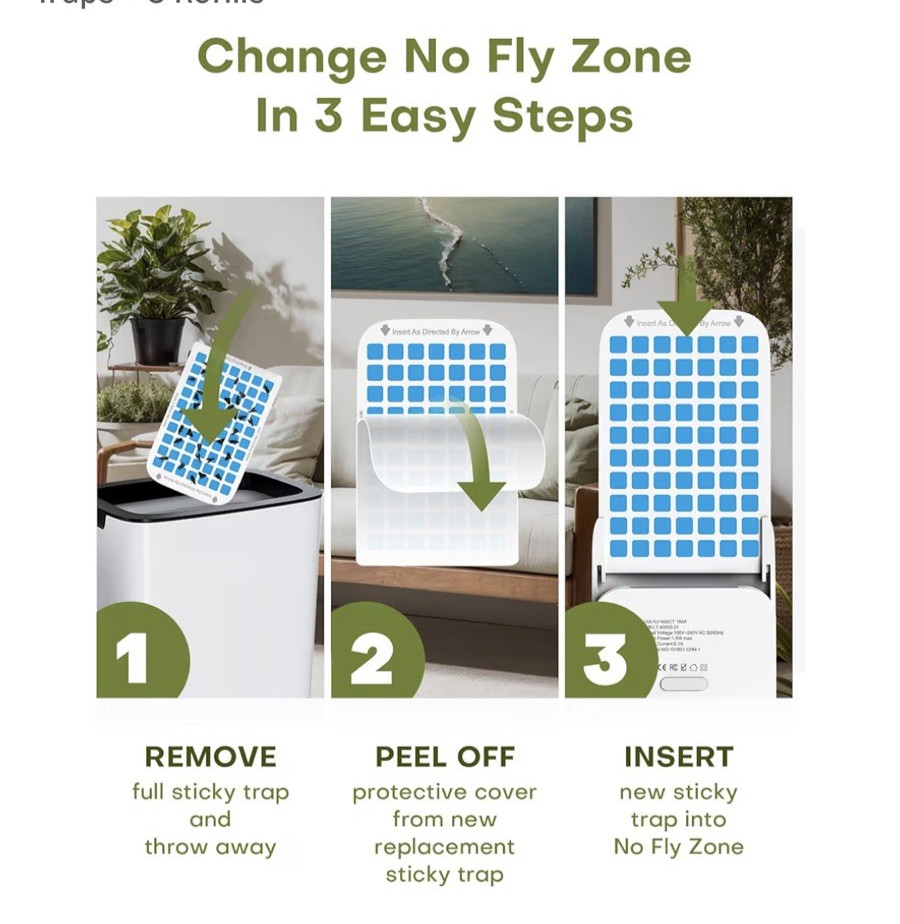 Flying Insect Trap Indoor - Plug-in Fly Catcher and Killers Includes Refills